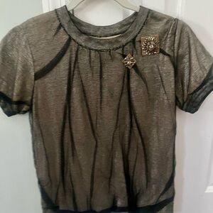 Reem Acra Kids' Black and Gold Short Sleeve Tee